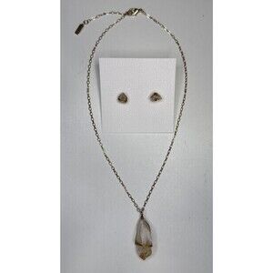 Ariana Ost Wrapped Crystal Citrine Pendant Set Necklace And Earring Studs NWOT